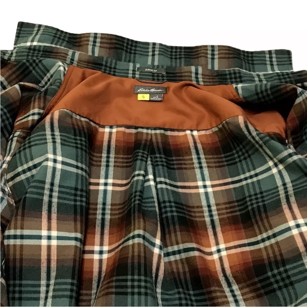 EDDIE BAUER Classic Fit Plaid Traveler Button Up Shirt Men's Size Large L - Picture 8 of 12